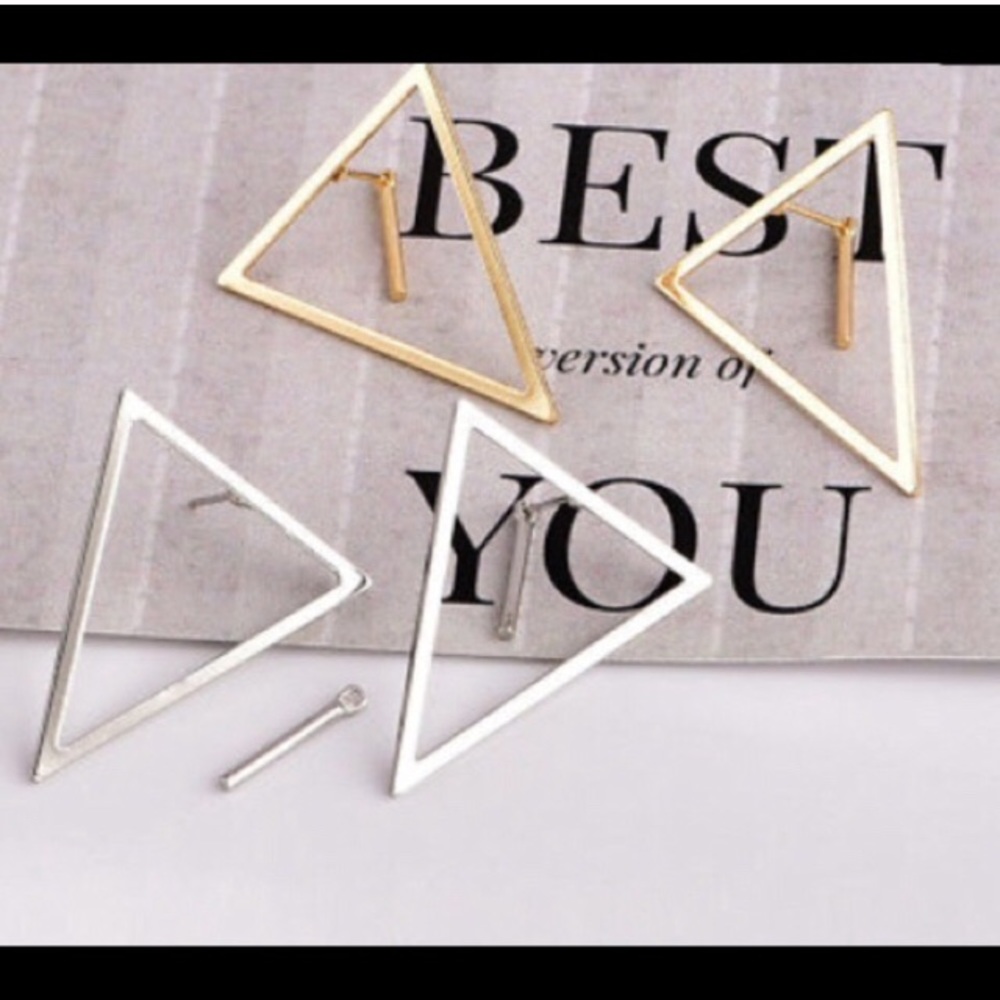 🍃 Chic Gold Triangle Earring Posts - Picture 2 of 3